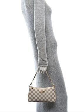 Plaid Blond Checked Pochete with Gold Chain